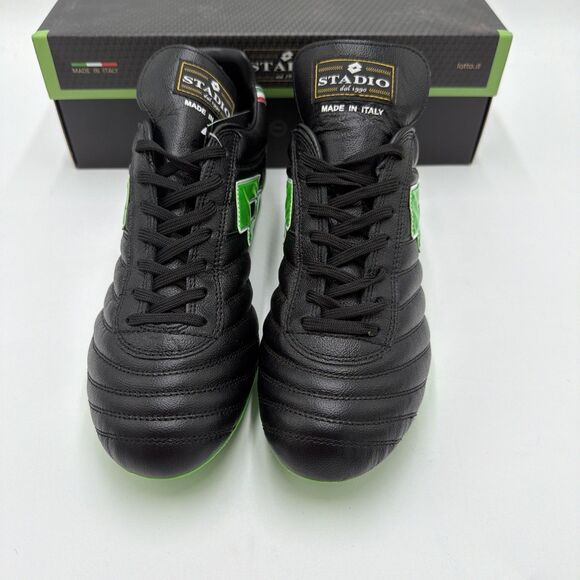 Lotto Stadio OG II FG Soccer Cleats - All Black, Spring Green | Men’s Size 6 - Picture 3 of 6